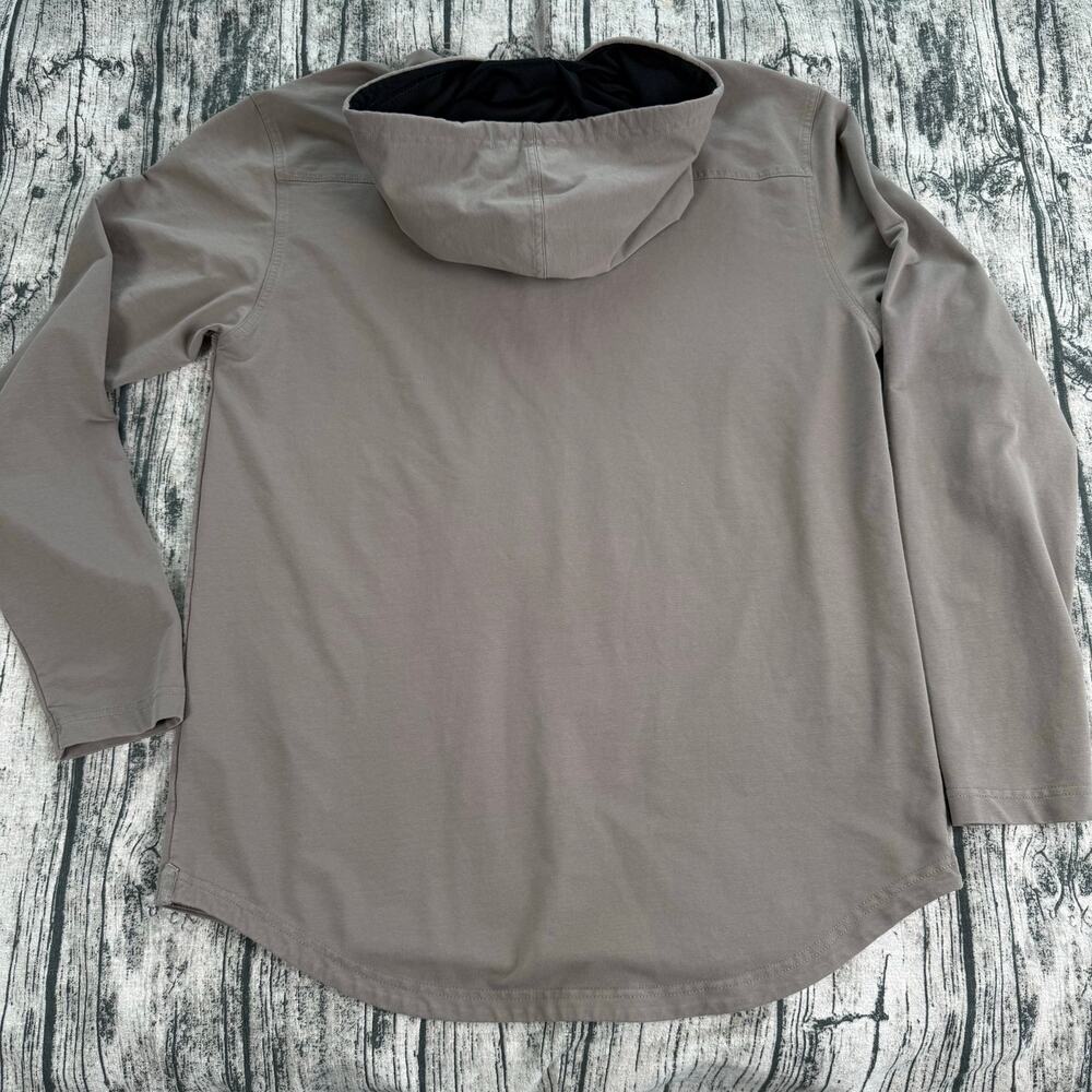 BYLT Drop Cut Henley Hoodie L Gray Adjustable Hiker Workout Gym Lift Gains Men - Picture 2 of 10